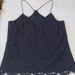 Jcrew lace silk racer back blouse
